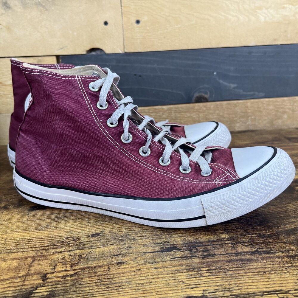 Vintage Converse All Star High Top Sneakers Maroon Burgundy M11 W13 - Picture 8 of 16